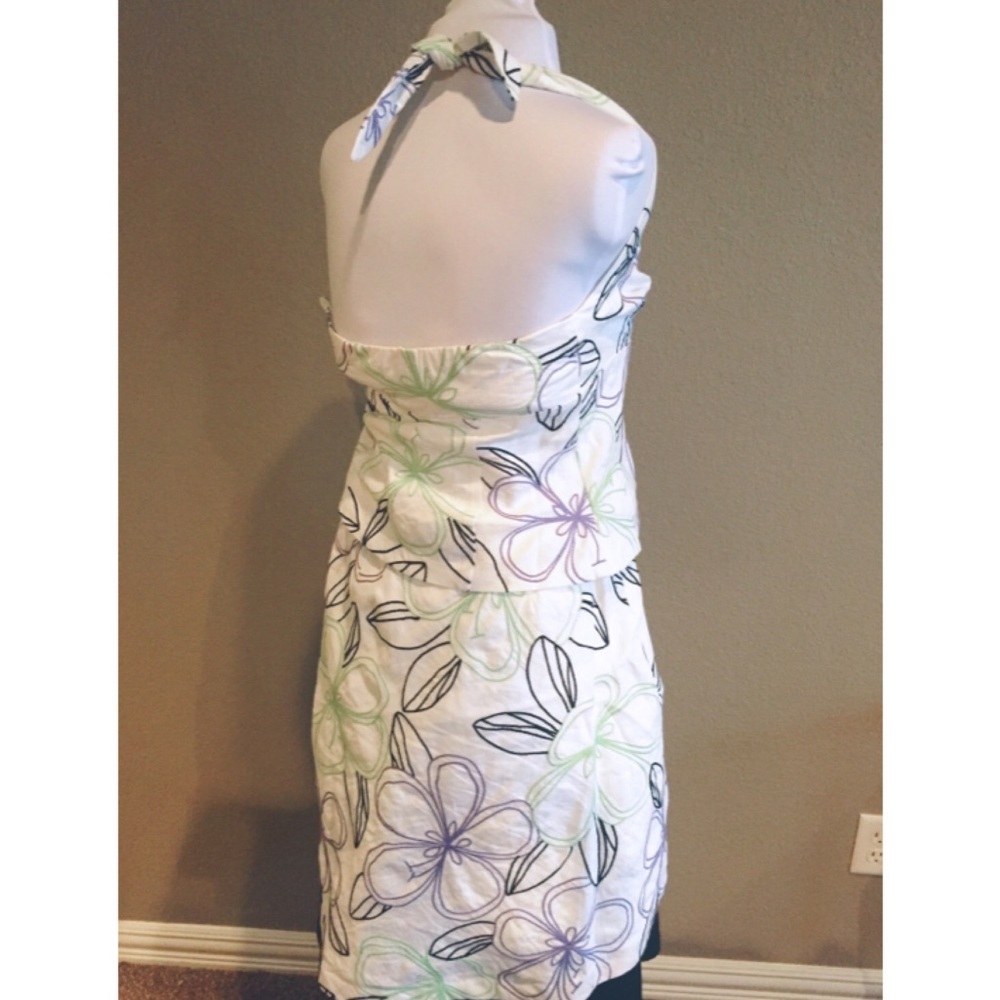 VINTAGE Y2K AnnTaylor LOFT Embroidered Linen Halter Size 2 & A-Line Skirt Size 0 - Picture 2 of 5